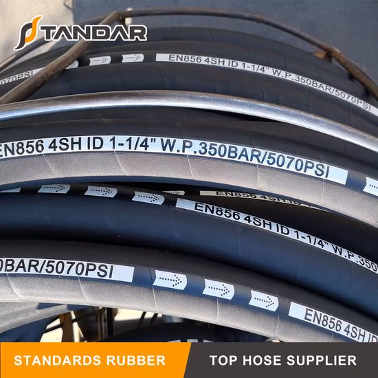 Tubo idraulico in gomma rinforzata a spirale ad alta pressione 4sh con raccordo